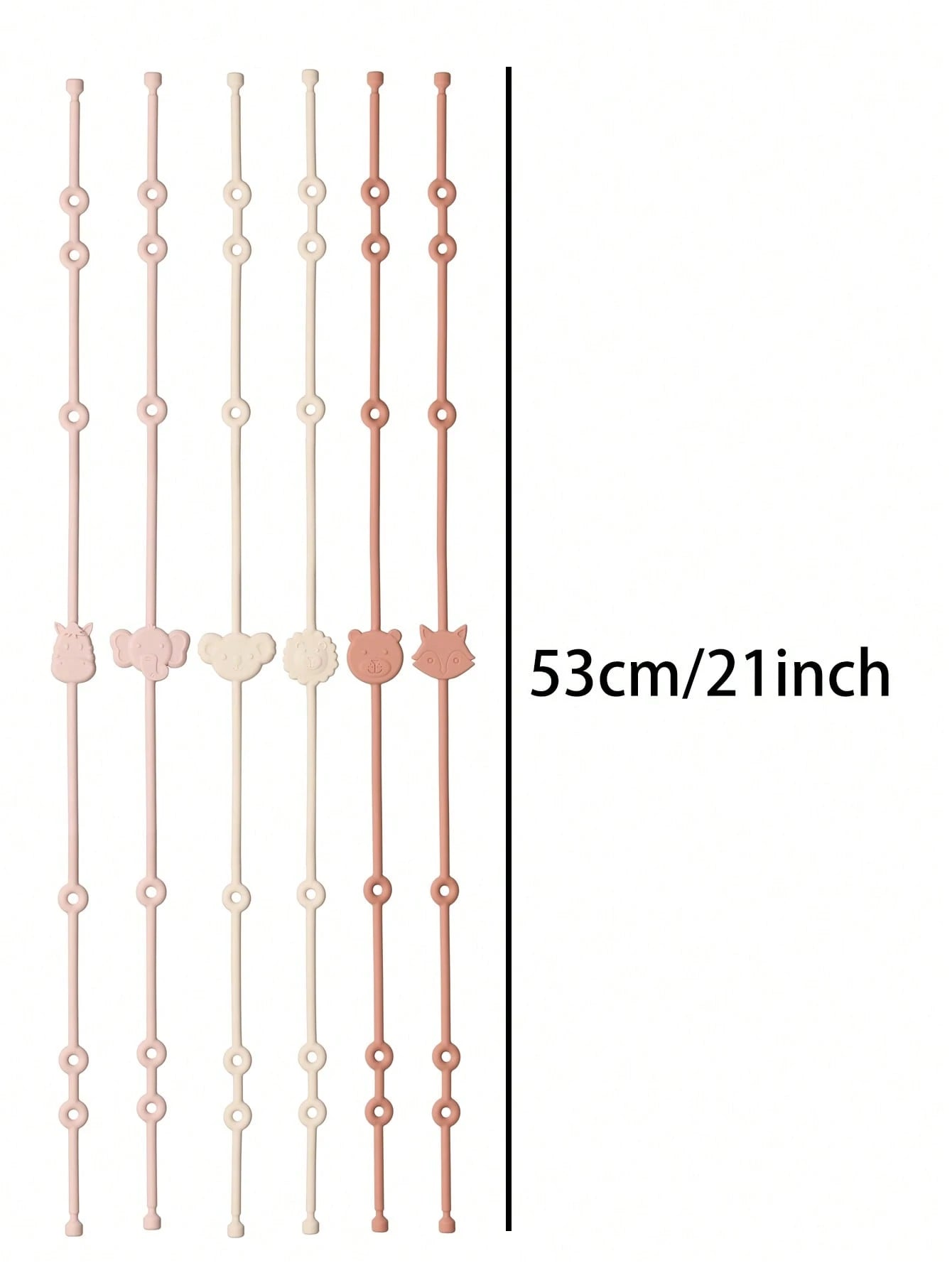 6pcs Baby Pacifier Clips, Silicone Strap, Animal Shaped Anti-Lost Adjustable Pacifier Chains Suitable For Stroller, High Chair, Car Seat