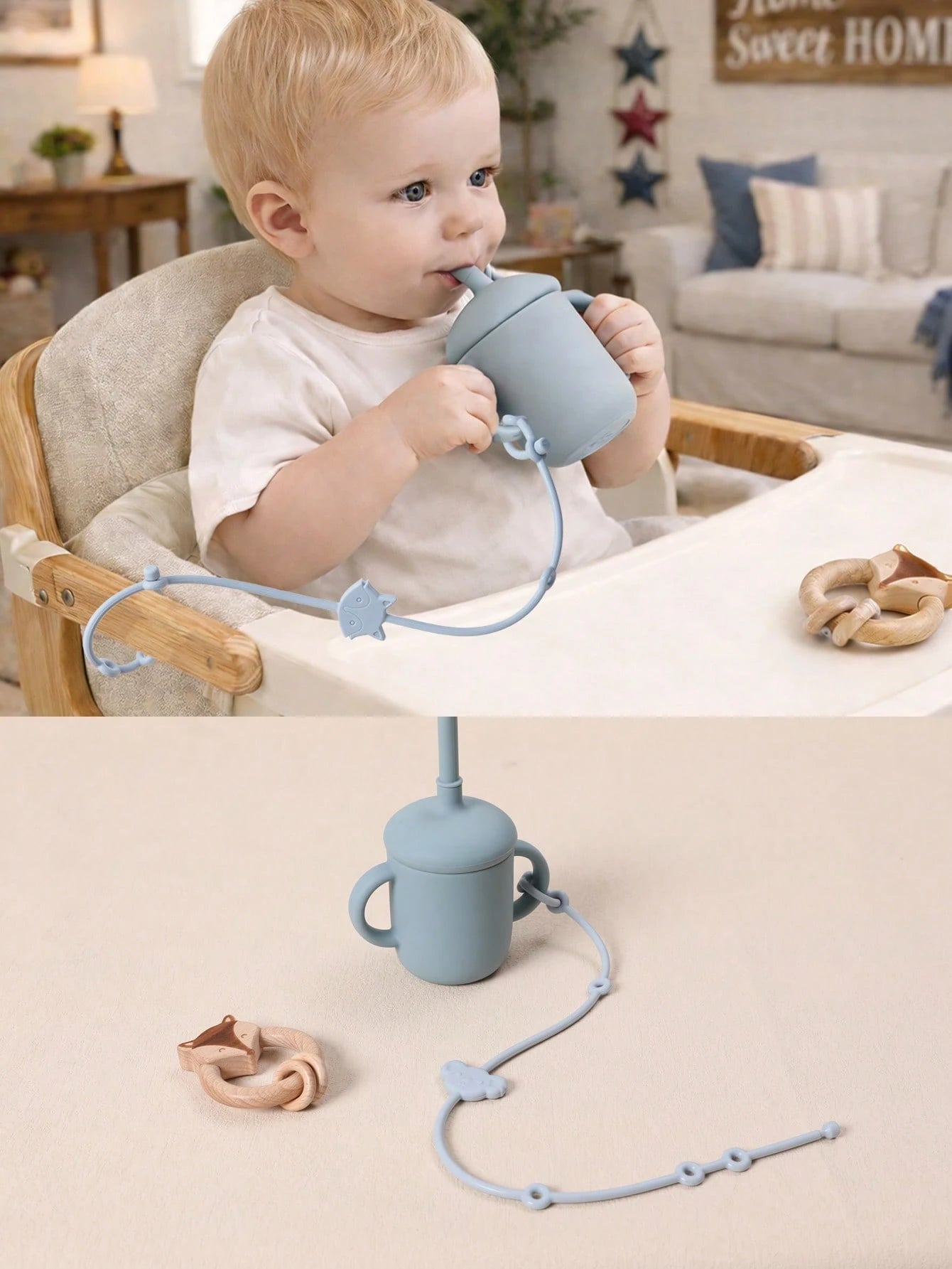 6pcs Baby Pacifier Clips, Silicone Strap, Animal Shaped Anti-Lost Adjustable Pacifier Chains Suitable For Stroller, High Chair, Car Seat