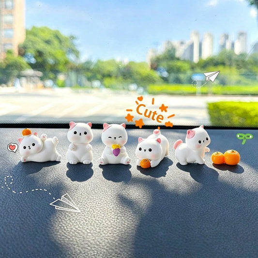 6pcs Creative Cute Orange Cat Car Dashboard Desktop Ornament DIY Car Interior Office Desk Computer Screen Decoration Accessories