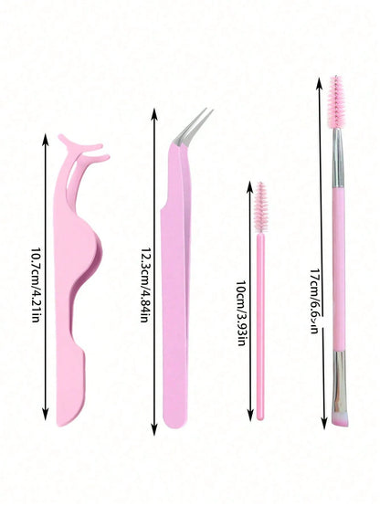 6pcs Eyelash Tool Kit: Eyelash Tweezers, Eyelash Brush, With Storage Box- Pointed & Angled Tweezers, Eyelash Applicator, Eyelash Brush, For Extending And Shaping Lashes
