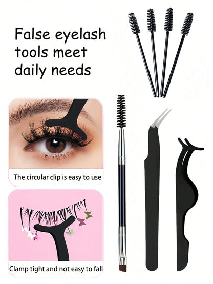 6pcs Eyelash Tool Kit: Eyelash Tweezers, Eyelash Brush, With Storage Box- Pointed & Angled Tweezers, Eyelash Applicator, Eyelash Brush, For Extending And Shaping Lashes