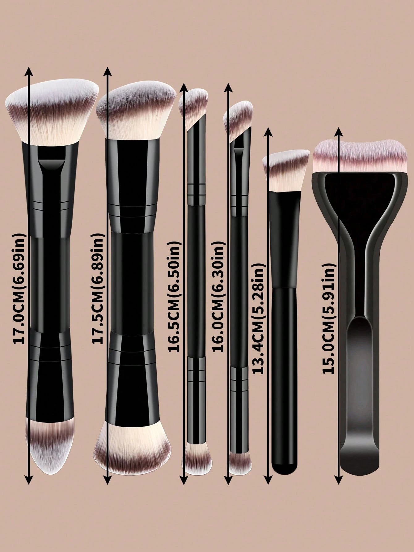 6pcs Professional Makeup Brush Set, Portable Travel Makeup Brushes, Dual-Ended Multi-Function Makeup Tools Kit Including Foundation Brush, Powder Brush, Blush Brush, Concealer Brush, Contour Brush, No