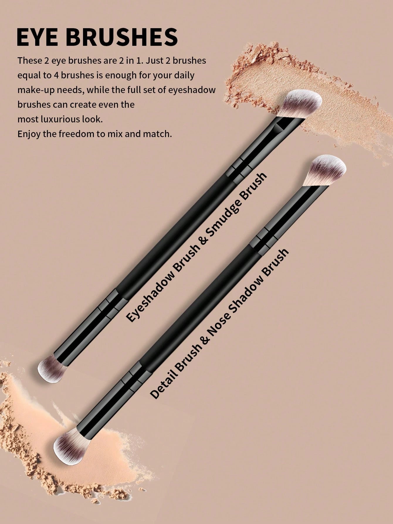 6pcs Professional Makeup Brush Set, Portable Travel Makeup Brushes, Dual-Ended Multi-Function Makeup Tools Kit Including Foundation Brush, Powder Brush, Blush Brush, Concealer Brush, Contour Brush, No