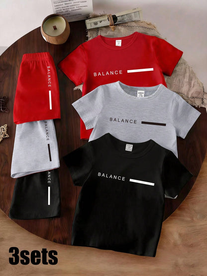 6pcs/Set Baby Boys Black And Red Basketball Player Silhouette Graphic T-Shirt Shorts Outfit, Summer, Casual Modest, Back-To-School Digital 23 Wear