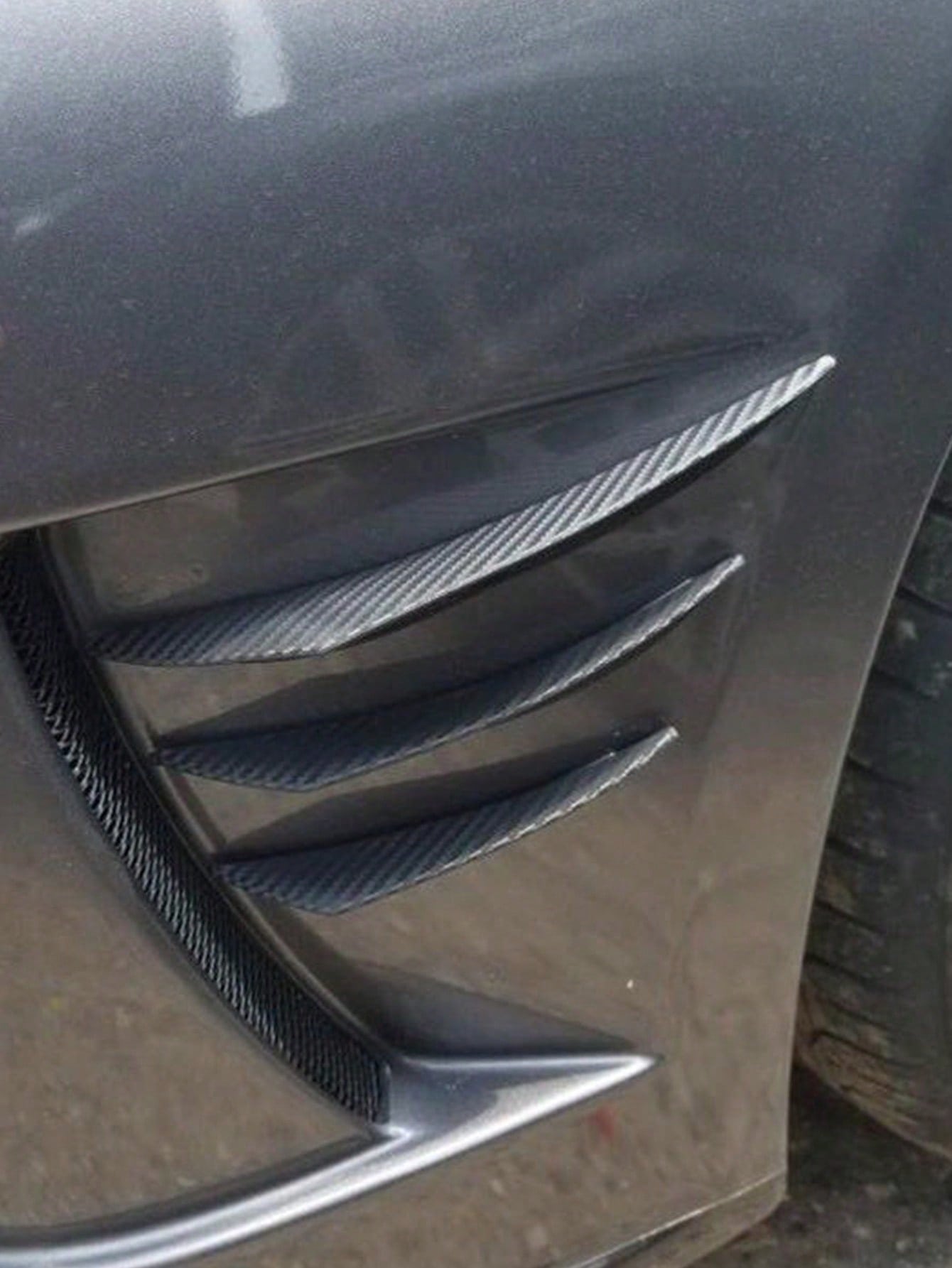 6pcs Universal Car Modification Carbon Fiber Pattern Bumper Wind Knife & Airflow Spoiler