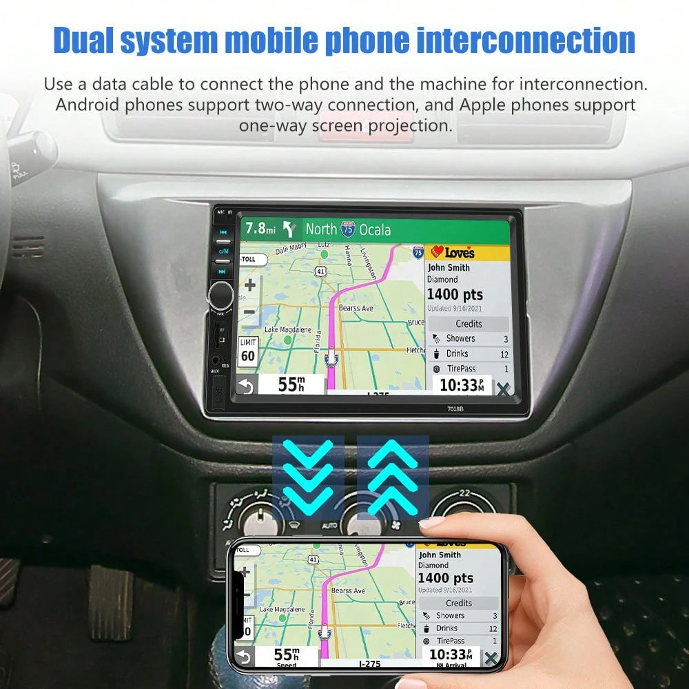 7 Inch LCD HD Car MP5 Player Bluetooth Stereo 45W*4 Output 12V-24V Support 64GB Mini SD Card With 4 LED Rear View Backup Camera For Vehicle Viral Digital Media Receiver Gift For Car Owners Truck Drive