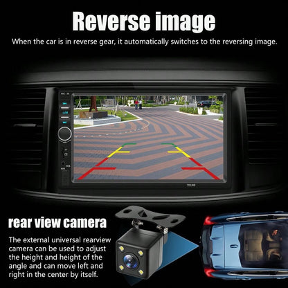 7 Inch LCD HD Car MP5 Player Bluetooth Stereo 45W*4 Output 12V-24V Support 64GB Mini SD Card With 4 LED Rear View Backup Camera For Vehicle Viral Digital Media Receiver Gift For Car Owners Truck Drive