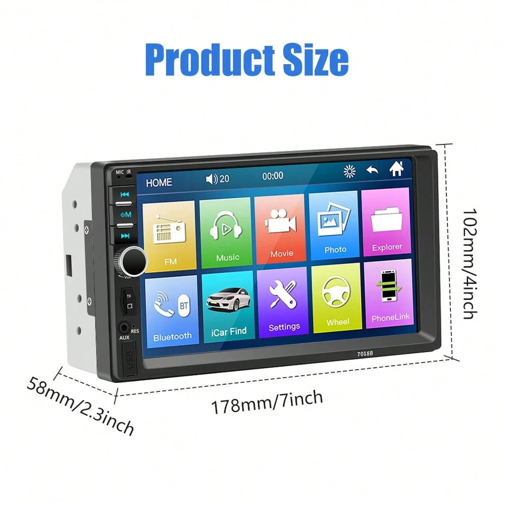 7 Inch LCD HD Car MP5 Player Bluetooth Stereo 45W*4 Output 12V-24V Support 64GB Mini SD Card With 4 LED Rear View Backup Camera For Vehicle Viral Digital Media Receiver Gift For Car Owners Truck Drive