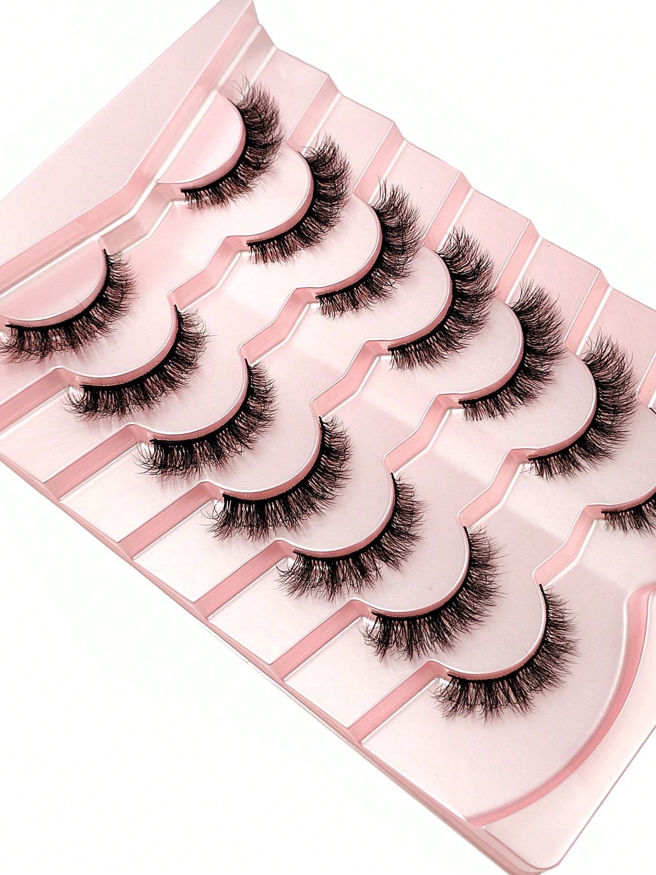 7 Pairs Russian Classic Cat Eye Faux Mink False Eyelashes, Natural D Curl Fluffy Eyelash Extensions