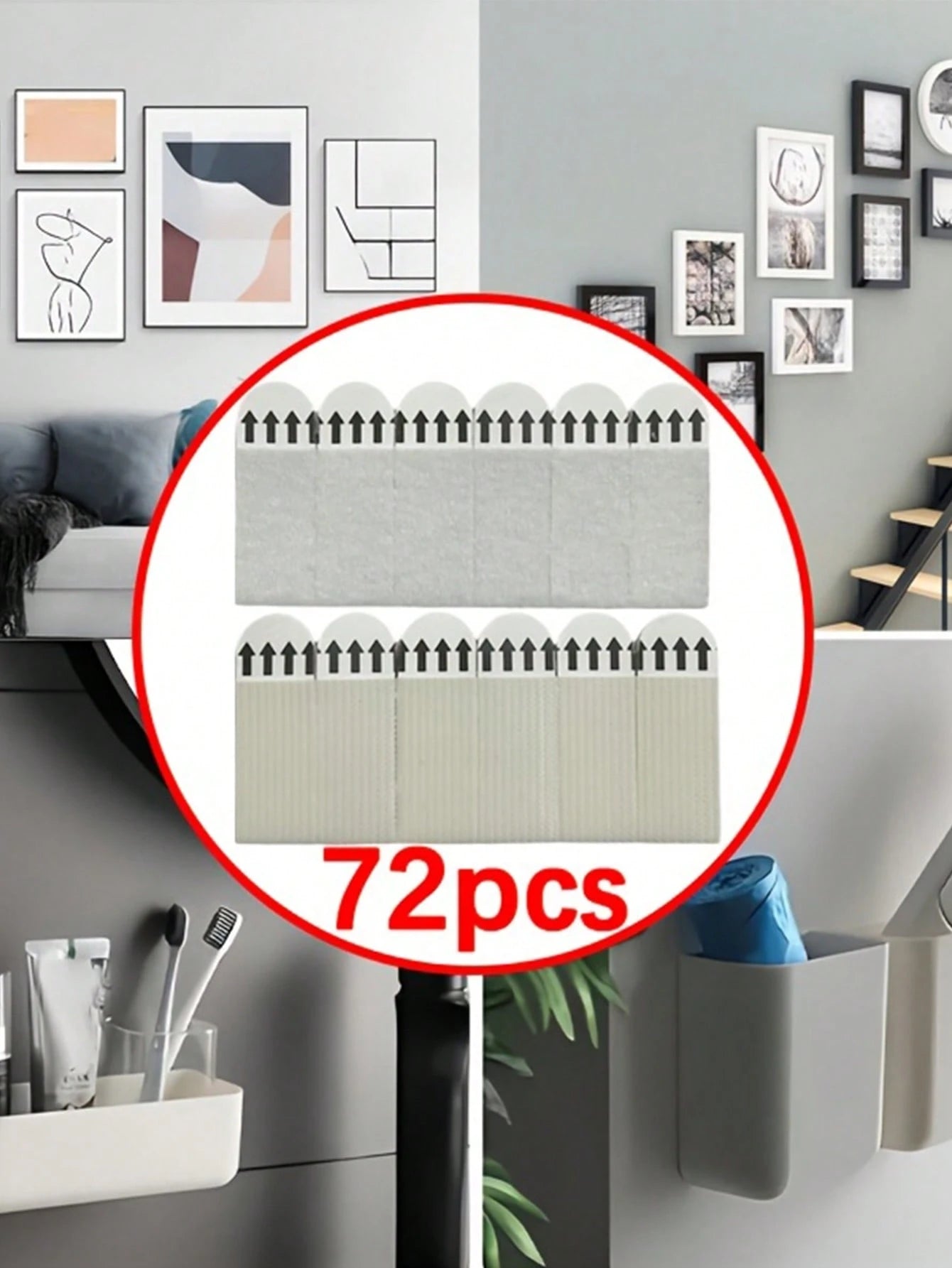 72 Heavy-Duty Picture Hanging Strips- Non-Damaging Adhesive Hooks, Perfect For Photos And Christmas Decorations, Ideal For The Holiday Season. No-Drill Photo Hangers With Double-Sided Removable Wall