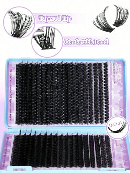 720pcs D-Curl Lash Clusters, Lash Clusters Kit,Natural Lash Kit With Lash Bond And Seal,Remover,Applicator,Cluster Eyelash Kit,Eyelash Clusters,60D+80D,9-17MM-0.07D,DIY At Home