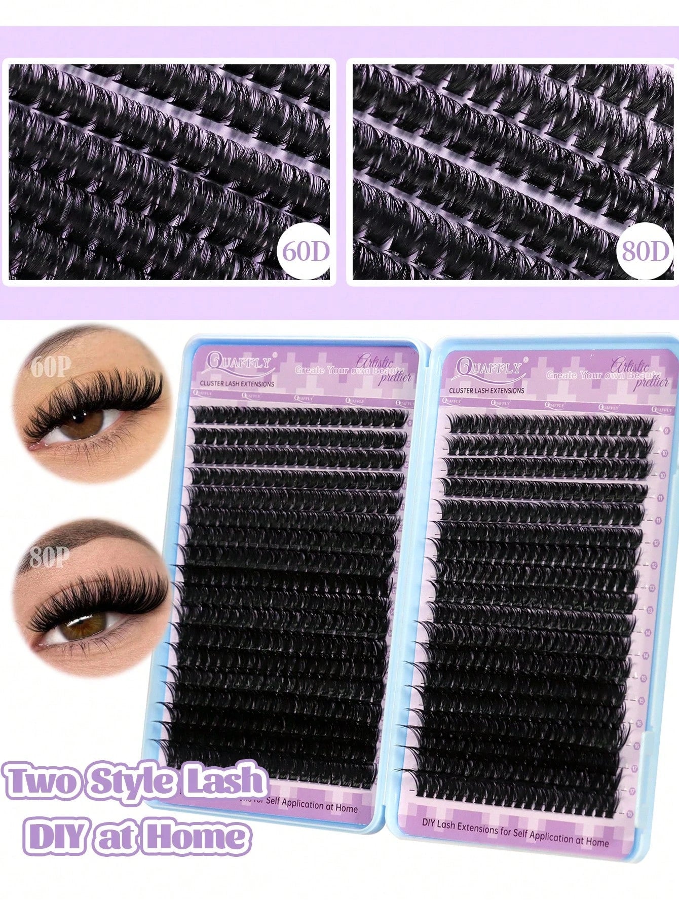 720pcs D-Curl Lash Clusters, Lash Clusters Kit,Natural Lash Kit With Lash Bond And Seal,Remover,Applicator,Cluster Eyelash Kit,Eyelash Clusters,60D+80D,9-17MM-0.07D,DIY At Home