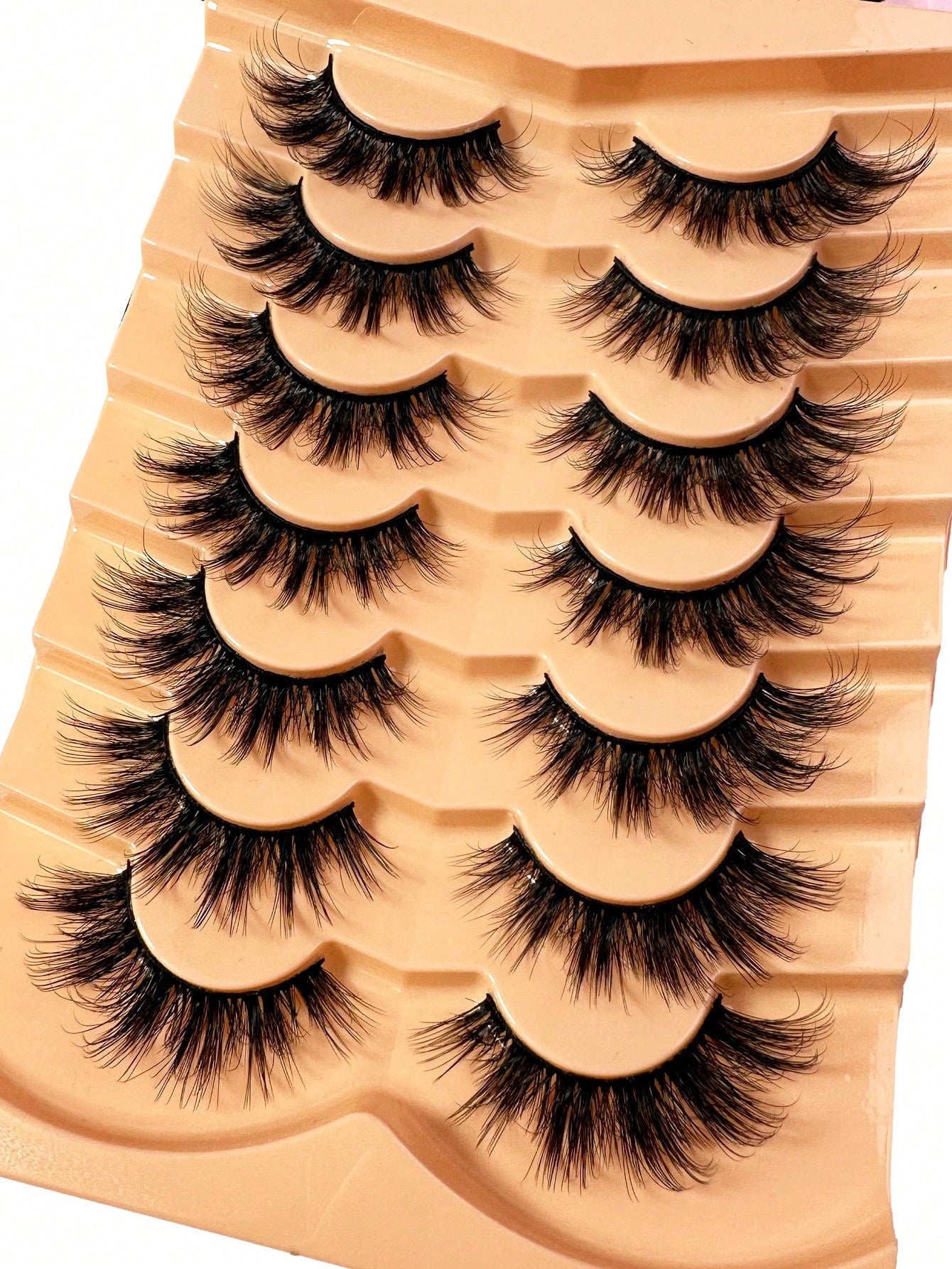 7Pairs Manga Lashes Faux 3D Fluffy Mink Eyelashes Cat Eye Eyelashes Natural Full False Eyelashes Volumized Eyelash Extension Travel Essentials Makeup Tools Strip Lashes,Lashes,Eyelashes,Fake Lashes