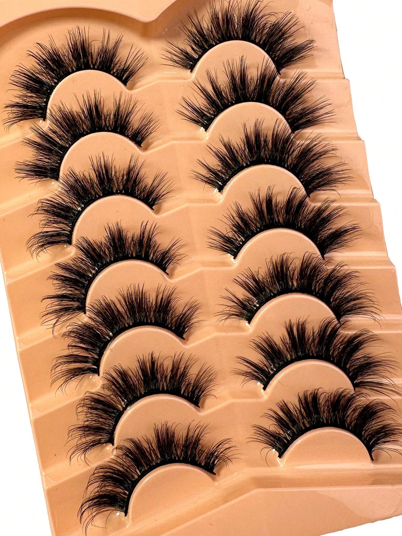7Pairs Manga Lashes Faux 3D Fluffy Mink Eyelashes Cat Eye Eyelashes Natural Full False Eyelashes Volumized Eyelash Extension Travel Essentials Makeup Tools Strip Lashes,Lashes,Eyelashes,Fake Lashes