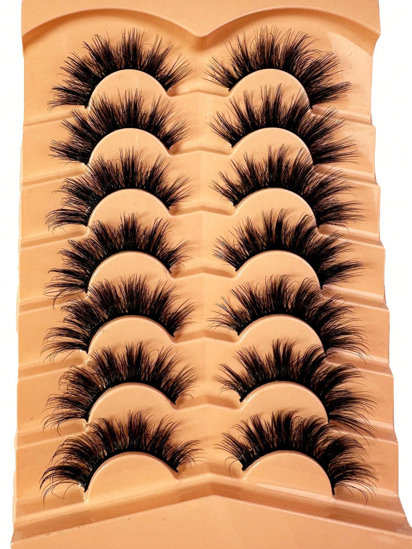 7Pairs Manga Lashes Faux 3D Fluffy Mink Eyelashes Cat Eye Eyelashes Natural Full False Eyelashes Volumized Eyelash Extension Travel Essentials Makeup Tools Strip Lashes,Lashes,Eyelashes,Fake Lashes