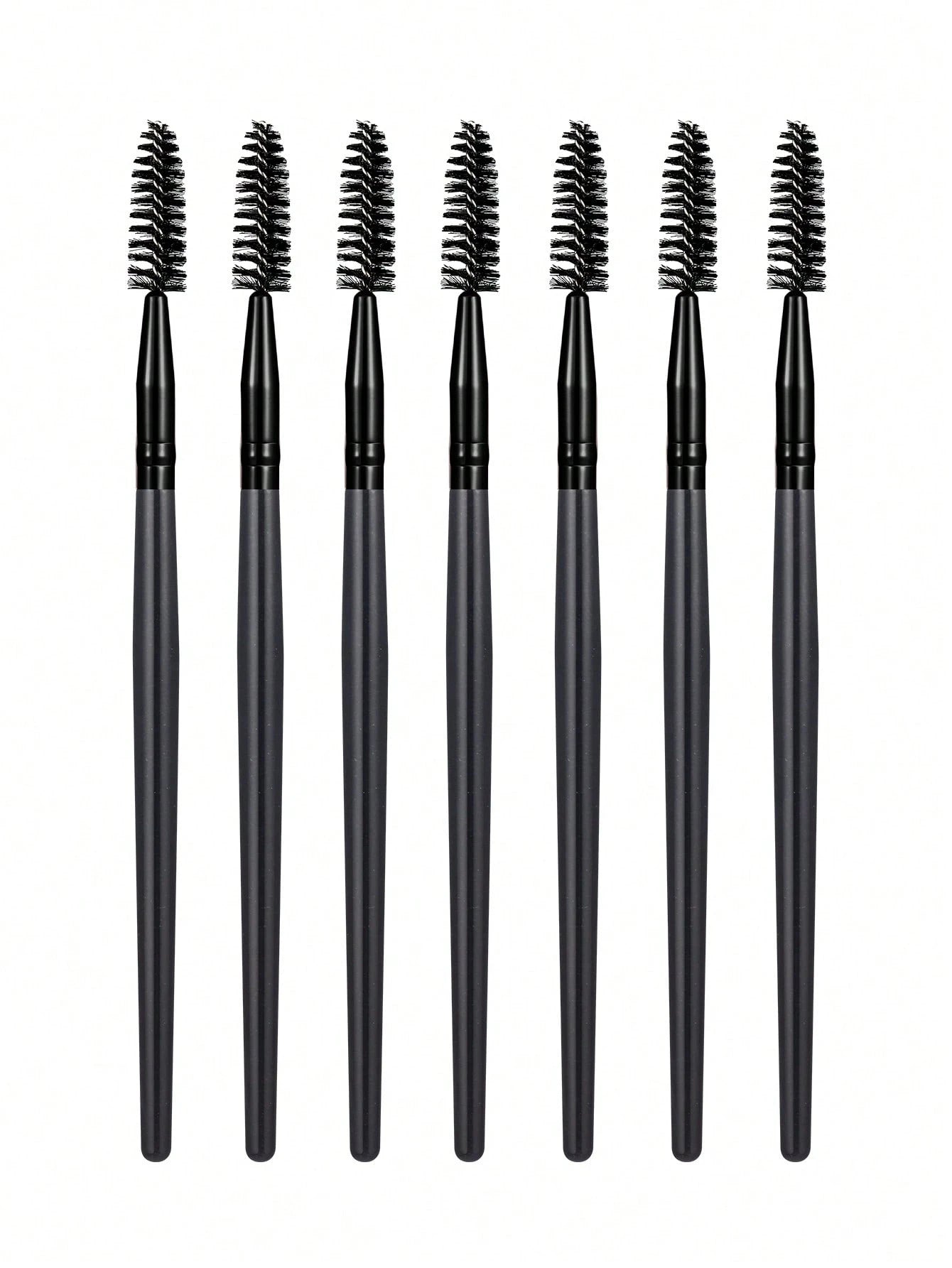 7pcs Black Stick-Shaped Eye Mascara Brush Set, Suitable For Eyebrow And Eyelash Growth, Reusable, Includes Eyebrow Brush, Eyeshadow Brush, Spiral Brush, Etc.