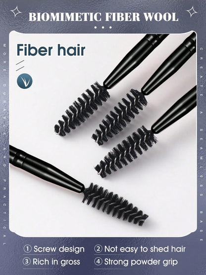 7pcs Black Stick-Shaped Eye Mascara Brush Set, Suitable For Eyebrow And Eyelash Growth, Reusable, Includes Eyebrow Brush, Eyeshadow Brush, Spiral Brush, Etc.
