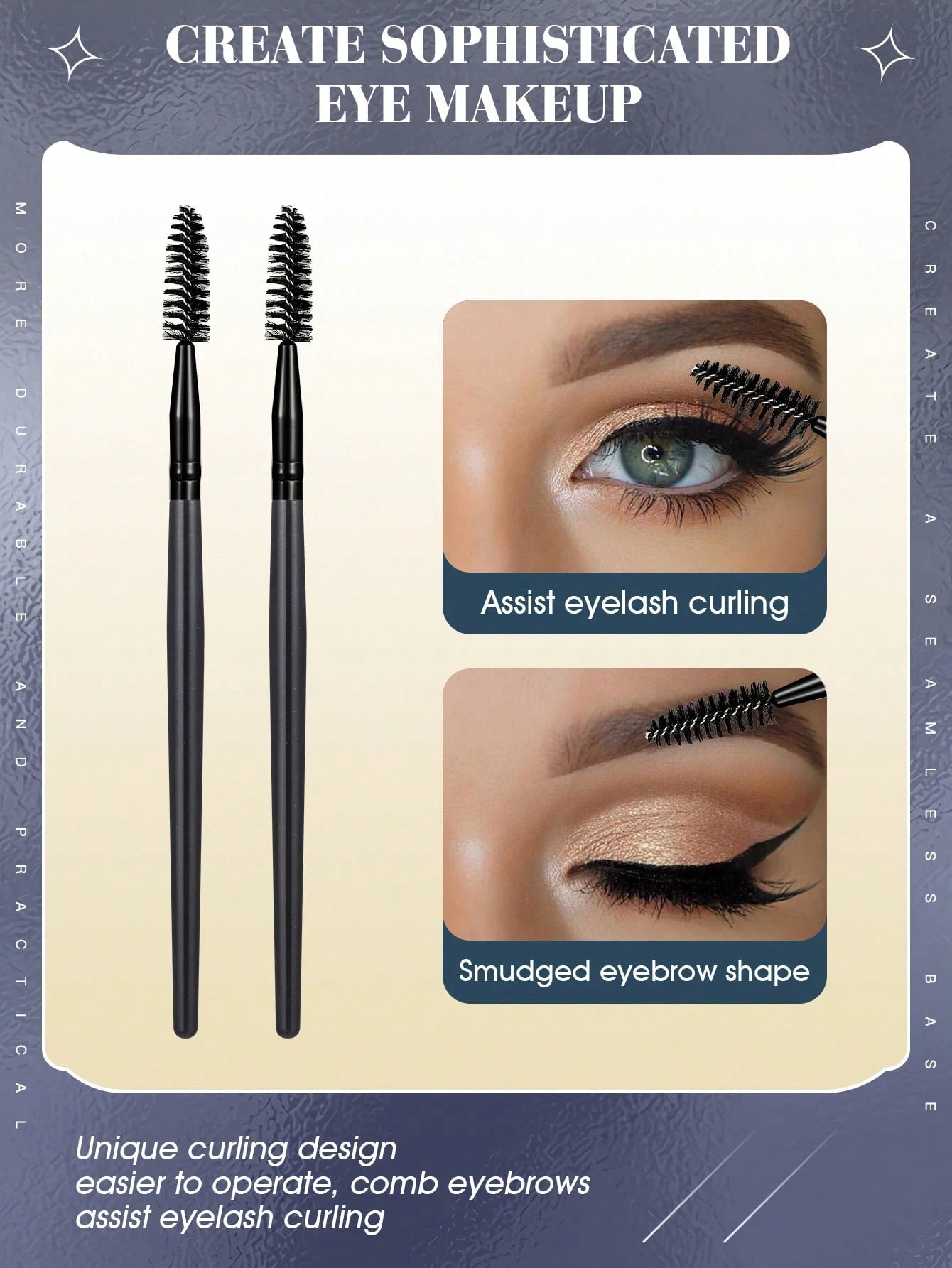 7pcs Black Stick-Shaped Eye Mascara Brush Set, Suitable For Eyebrow And Eyelash Growth, Reusable, Includes Eyebrow Brush, Eyeshadow Brush, Spiral Brush, Etc.