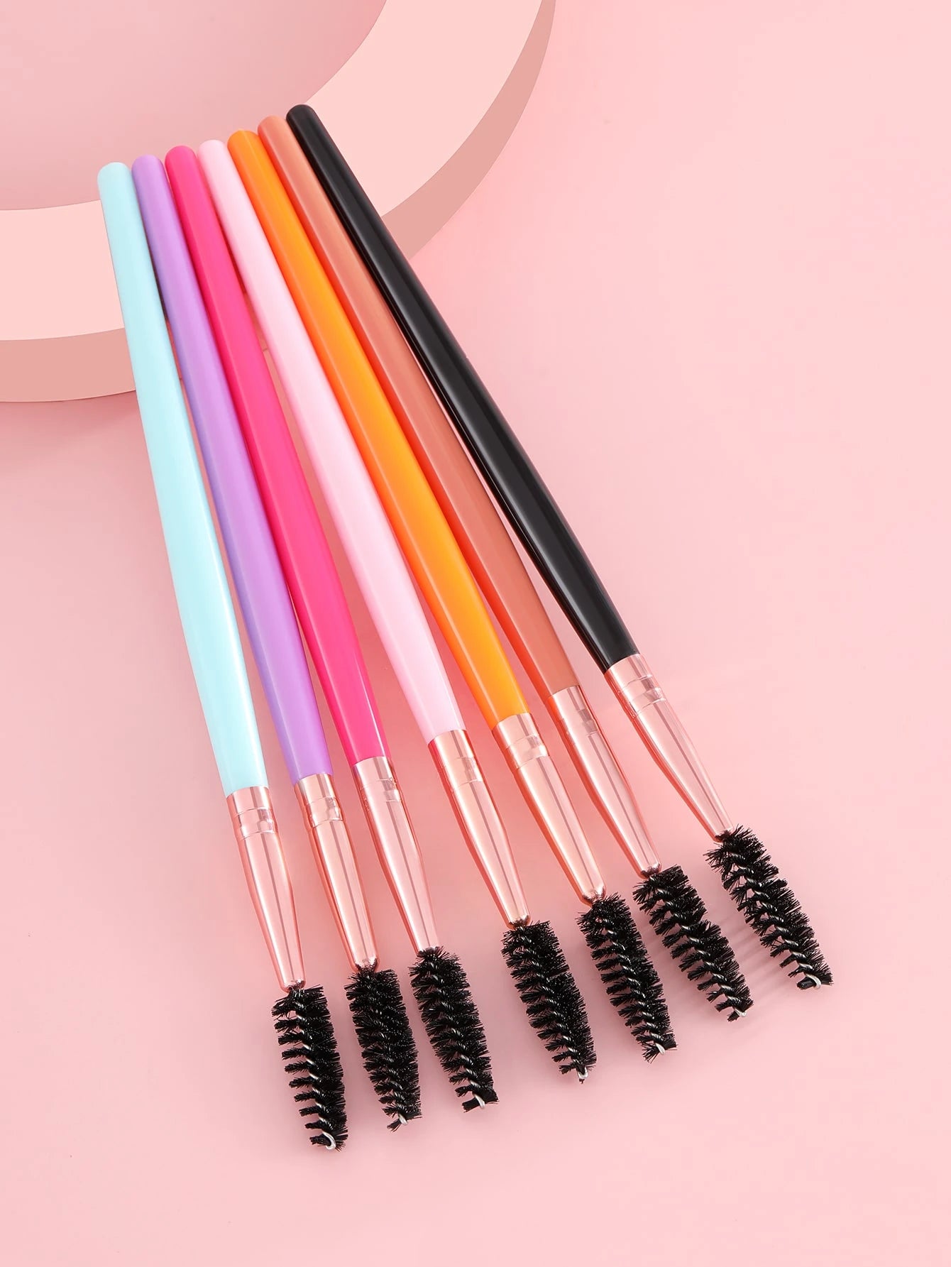 7pcs Black Stick-Shaped Eye Mascara Brush Set, Suitable For Eyebrow And Eyelash Growth, Reusable, Includes Eyebrow Brush, Eyeshadow Brush, Spiral Brush, Etc.