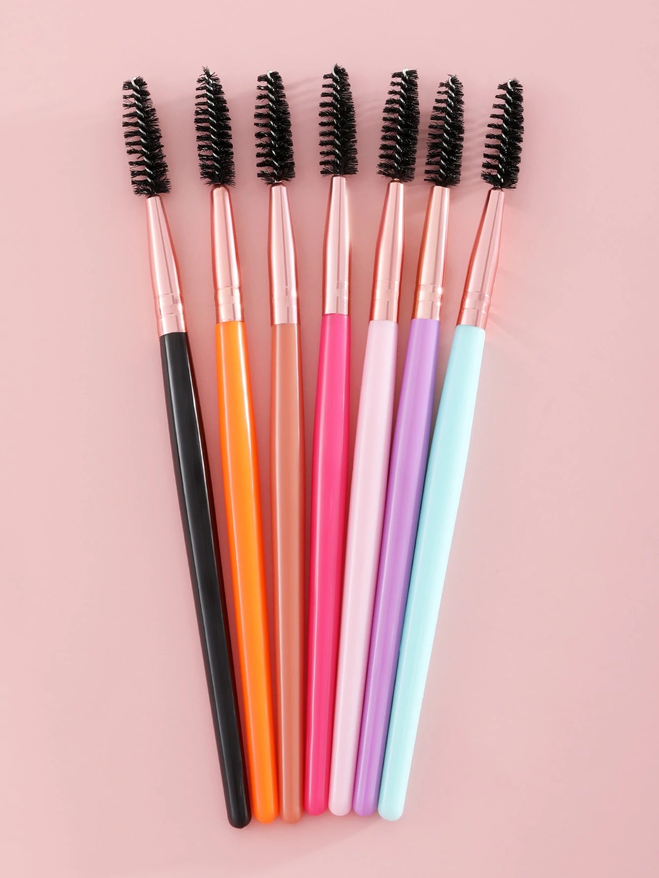 7pcs Black Stick-Shaped Eye Mascara Brush Set, Suitable For Eyebrow And Eyelash Growth, Reusable, Includes Eyebrow Brush, Eyeshadow Brush, Spiral Brush, Etc.