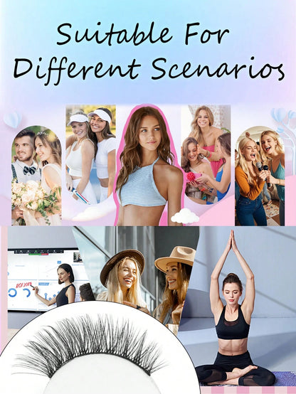 8 Pairs 3D Fluffy Thin Natural Wet Look Cat Eye Effect Faux Mink False Eyelashes, Dramatic Style Eyelash Extensions Makeup Tool