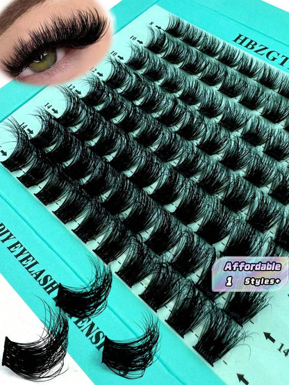 8 Rows, 80 Mixed And Segmented Natural Hair Blue Paper Boxes, Dense C And D Curvature, Mixed Sizes, 3D Fluffy Single Cluster False Eyelashes, Used For Eye Extension.