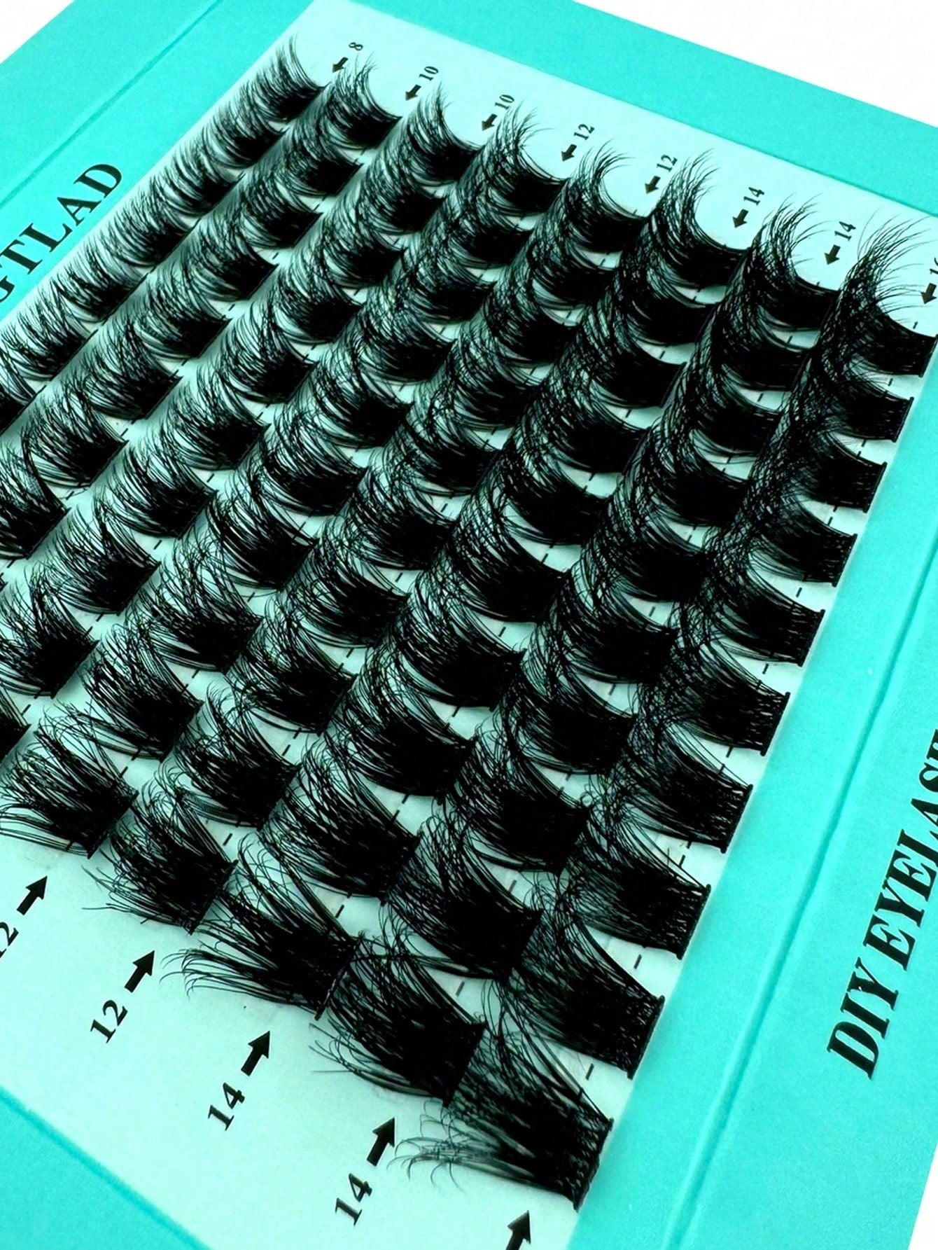 8 Rows, 80 Mixed And Segmented Natural Hair Blue Paper Boxes, Dense C And D Curvature, Mixed Sizes, 3D Fluffy Single Cluster False Eyelashes, Used For Eye Extension.
