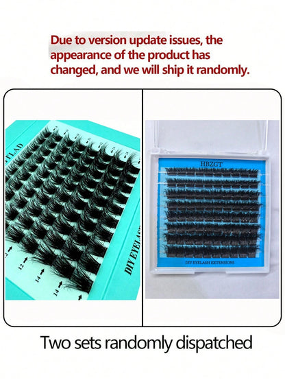 8 Rows, 80 Mixed And Segmented Natural Hair Blue Paper Boxes, Dense C And D Curvature, Mixed Sizes, 3D Fluffy Single Cluster False Eyelashes, Used For Eye Extension.