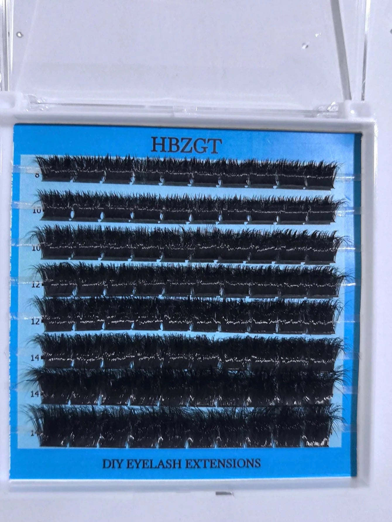 8 Rows, 80 Mixed And Segmented Natural Hair Blue Paper Boxes, Dense C And D Curvature, Mixed Sizes, 3D Fluffy Single Cluster False Eyelashes, Used For Eye Extension.