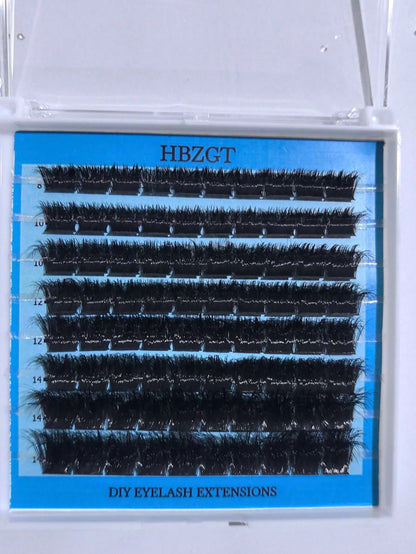 8 Rows, 80 Mixed And Segmented Natural Hair Blue Paper Boxes, Dense C And D Curvature, Mixed Sizes, 3D Fluffy Single Cluster False Eyelashes, Used For Eye Extension.
