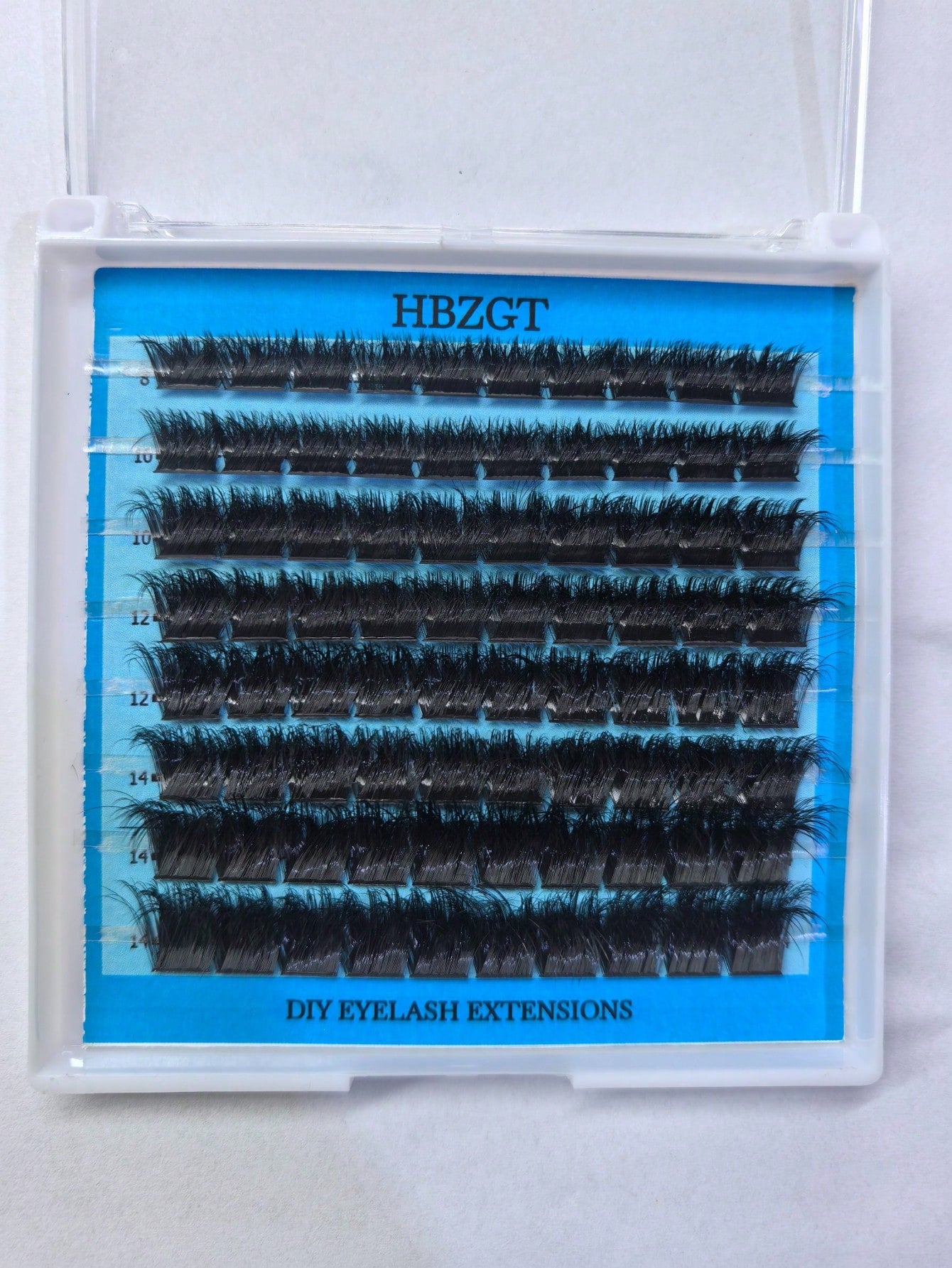 8 Rows, 80 Mixed And Segmented Natural Hair Blue Paper Boxes, Dense C And D Curvature, Mixed Sizes, 3D Fluffy Single Cluster False Eyelashes, Used For Eye Extension.