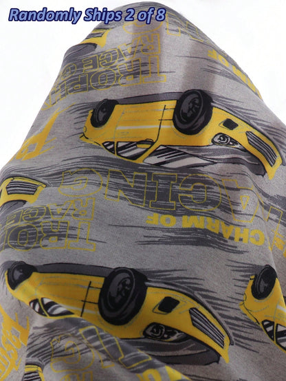 8 Sets Randomly Sent 2 Sets]Baby Boys Pajamas Cute Dinosaur Ocean Creature Astronaut Print Short Sleeve Shorts Knit Comfortable Soft Snug Fit Pajama Loungewear Set
