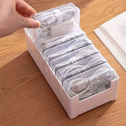 8Pcs/1pc Transparent Data Cable Storage Box, Freely Combinable Small Accessory Filled Dustproof Classification Storage Box, Charger Bracket, Cable Management Desk, Transparent Container, Suitable For