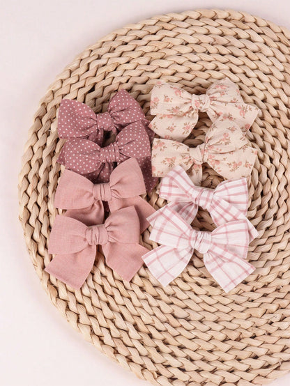 8pcs Bow Hairclips Set, Full Head Coverage, Skin-Friendly, Suitable For Daily Wear, Party, Travel