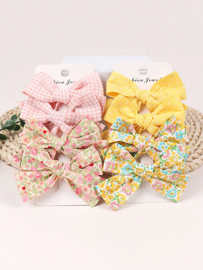 8pcs Bow Hairclips Set, Full Head Coverage, Skin-Friendly, Suitable For Daily Wear, Party, Travel