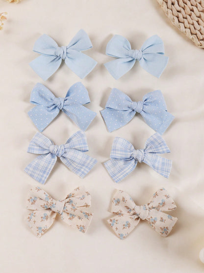 8pcs Bow Hairclips Set, Full Head Coverage, Skin-Friendly, Suitable For Daily Wear, Party, Travel