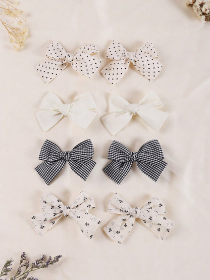 8pcs Bow Hairclips Set, Full Head Coverage, Skin-Friendly, Suitable For Daily Wear, Party, Travel