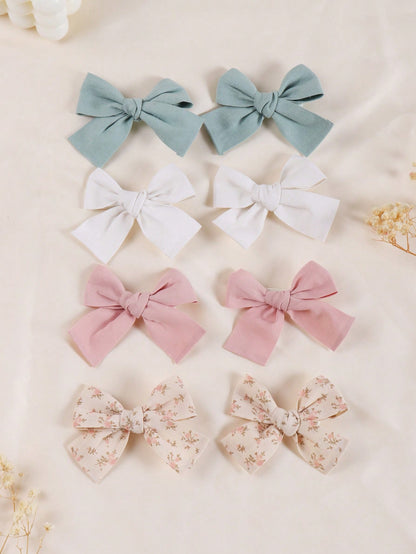 8pcs Bow Hairclips Set, Full Head Coverage, Skin-Friendly, Suitable For Daily Wear, Party, Travel