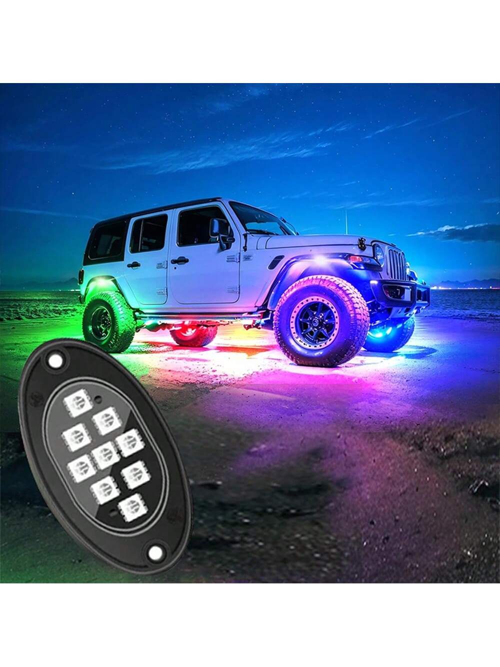 8Pods RGB LED Rock Lights For Truck Wired Atmosphere Lights Golf Cart ATV UTV RZR SUV Offroad Pickup, Multicolor Underglow Kit For Car With APP Music Mode, Underbody Neon Light Vehicle Underneath Acce