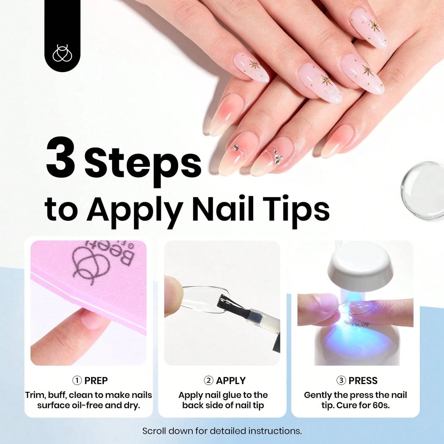 9 In 1 Nail Glue Gel Beetles, UV Cured Nail Extension Glue, Long Lasting Strong Adhesive For Press On Nails, False Tips & Clear Acrylic Nails, Spring DIY Nail Art
