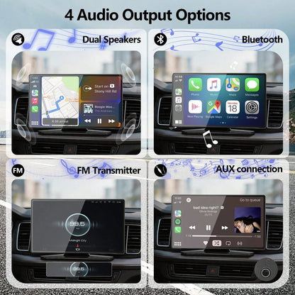 9-Inch Wireless CarPlay Screen For Car Ultra-HD Touchscreen, Backup Camera, Dash Cam, Wireless, GPS, CarPlay/Android Auto, Mirror Link, FM, AUX/USB/TF, Fits All Cars, Great For Trips, Gift For Family