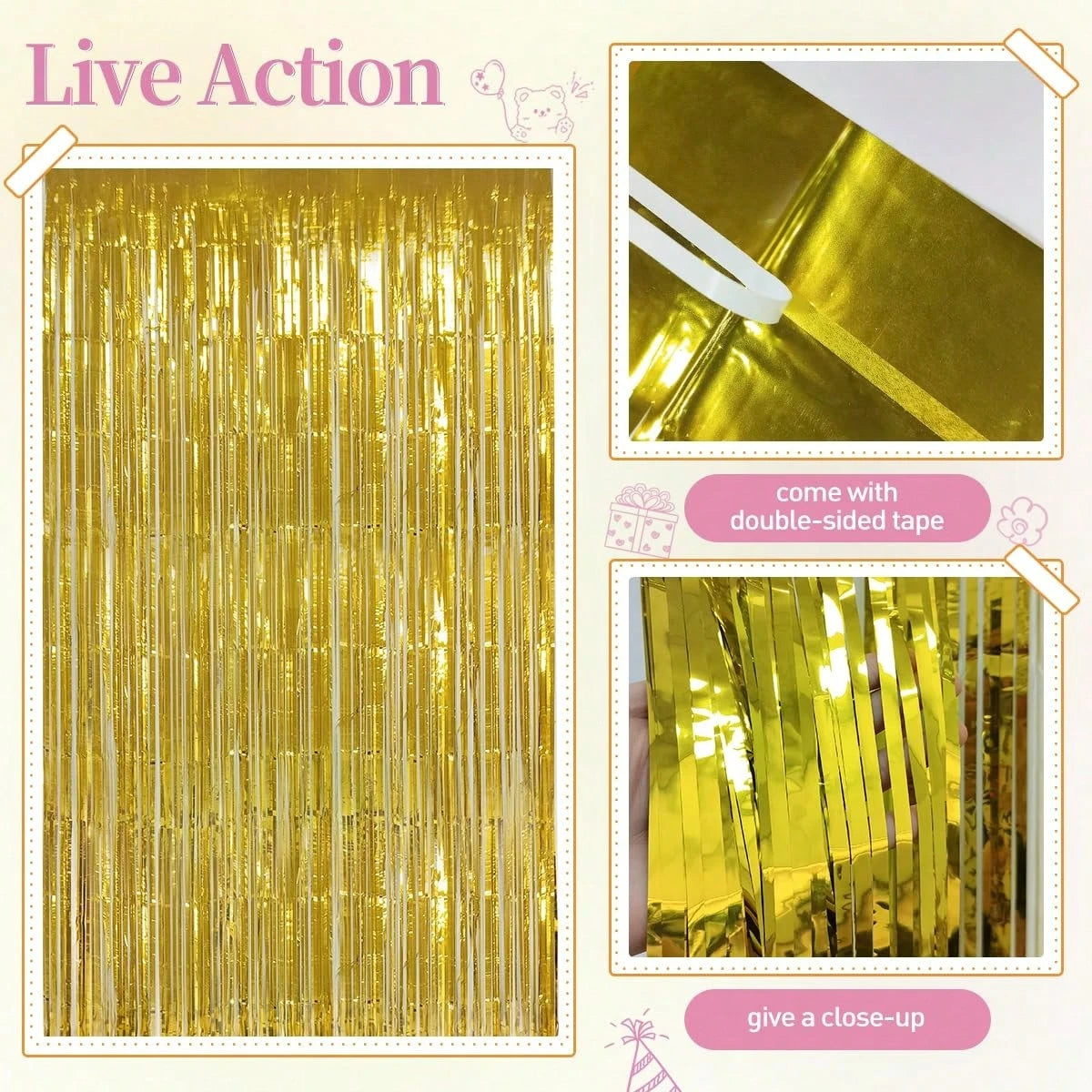 98pcs Pink & Gold Balloon Arch Garland Kit With Gold Tassel Curtain, Suitable For Boys, Girls, Ladies, Princess, Engagement, Bride, Baby Shower, Birthday Party Decoration