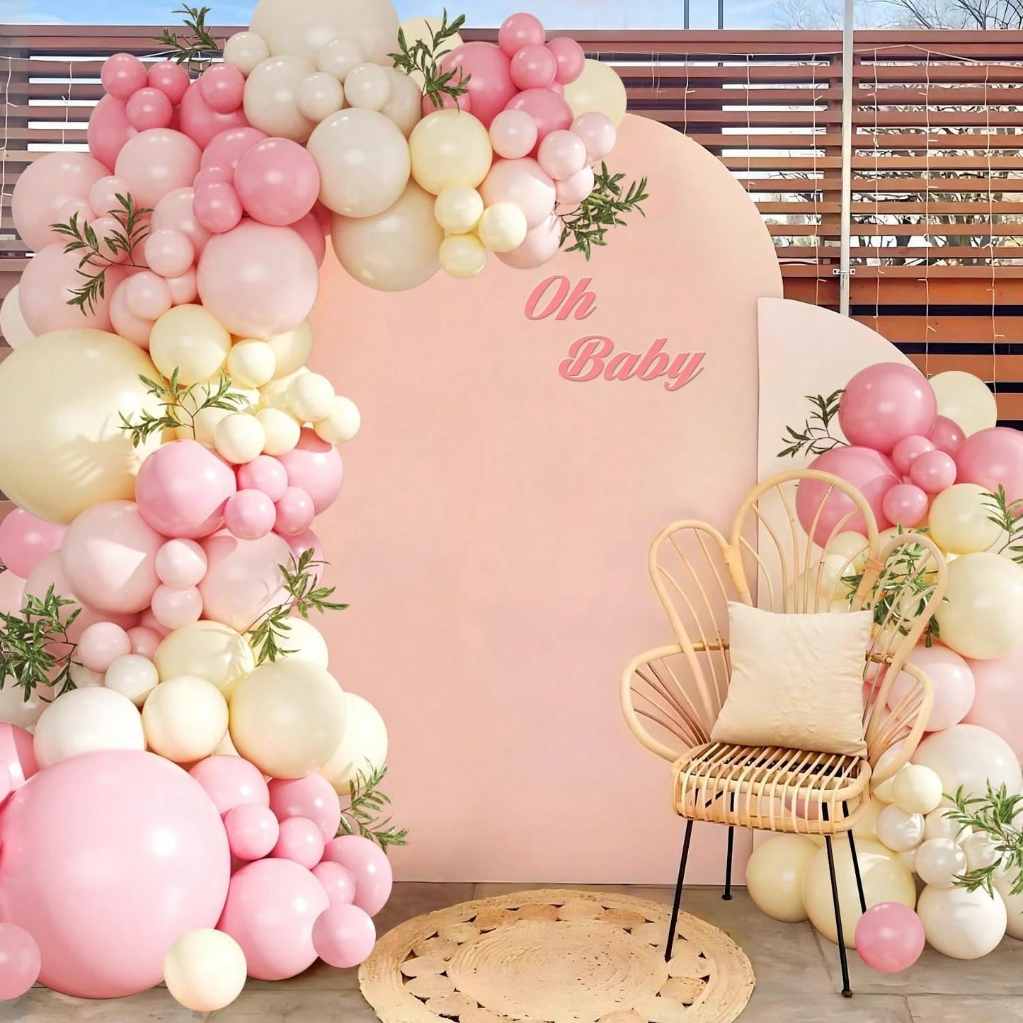 99pcs Pink & Yellow Balloon Arch Kit, Light Pink, Pale Pink, Yellow, Ivory Balloons Suitable For Boy, Girl, Kids Birthday, Baby Shower, Bridal, Wedding, Bee, Bear Theme Party Decoration