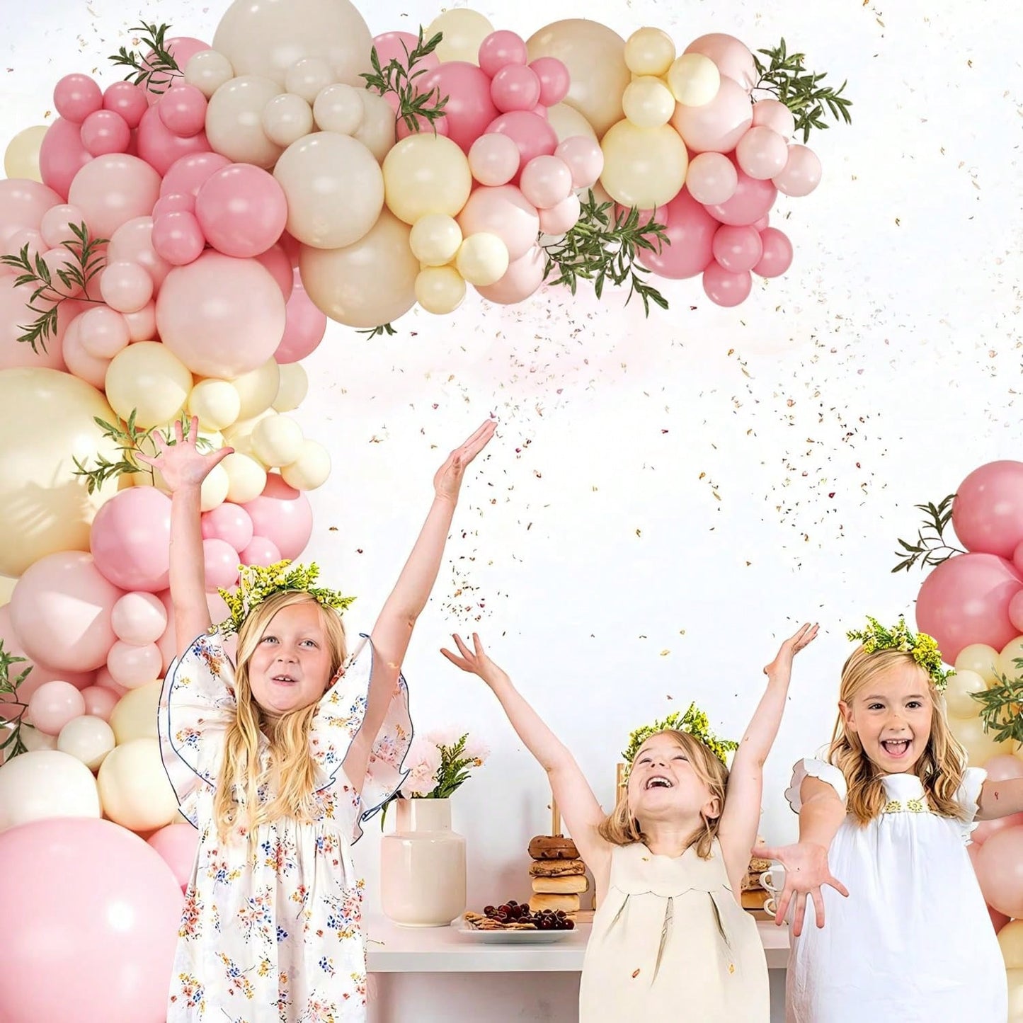 99pcs Pink & Yellow Balloon Arch Kit, Light Pink, Pale Pink, Yellow, Ivory Balloons Suitable For Boy, Girl, Kids Birthday, Baby Shower, Bridal, Wedding, Bee, Bear Theme Party Decoration