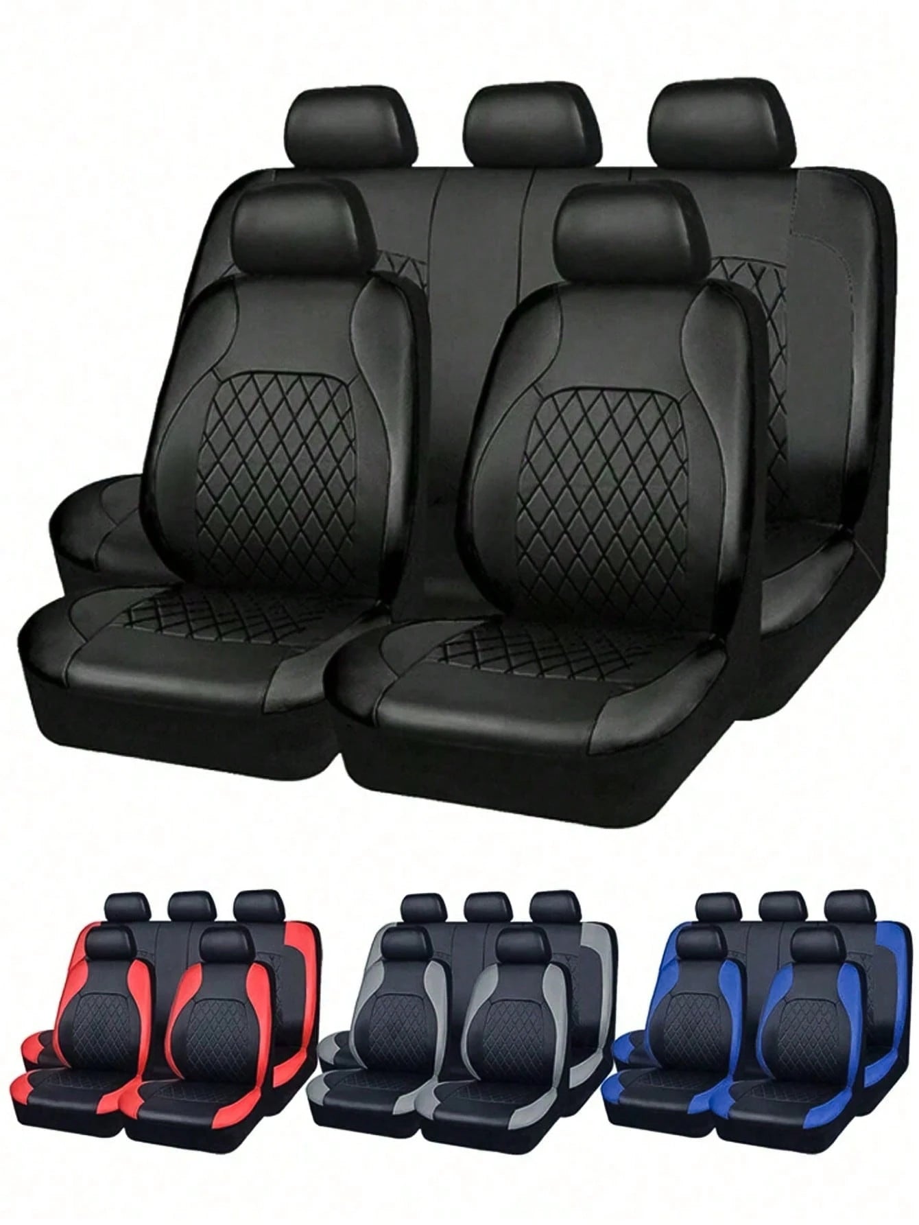 9PCS Universal Fit Car Seat Cover, Car Seat Cover Full Sets, Diamond Leather Bling Car Seat Covers Full Set,Universal Fit Automotive Glitter Crystal Sparkle Strip For Cute Women Girly,Universal Cloth