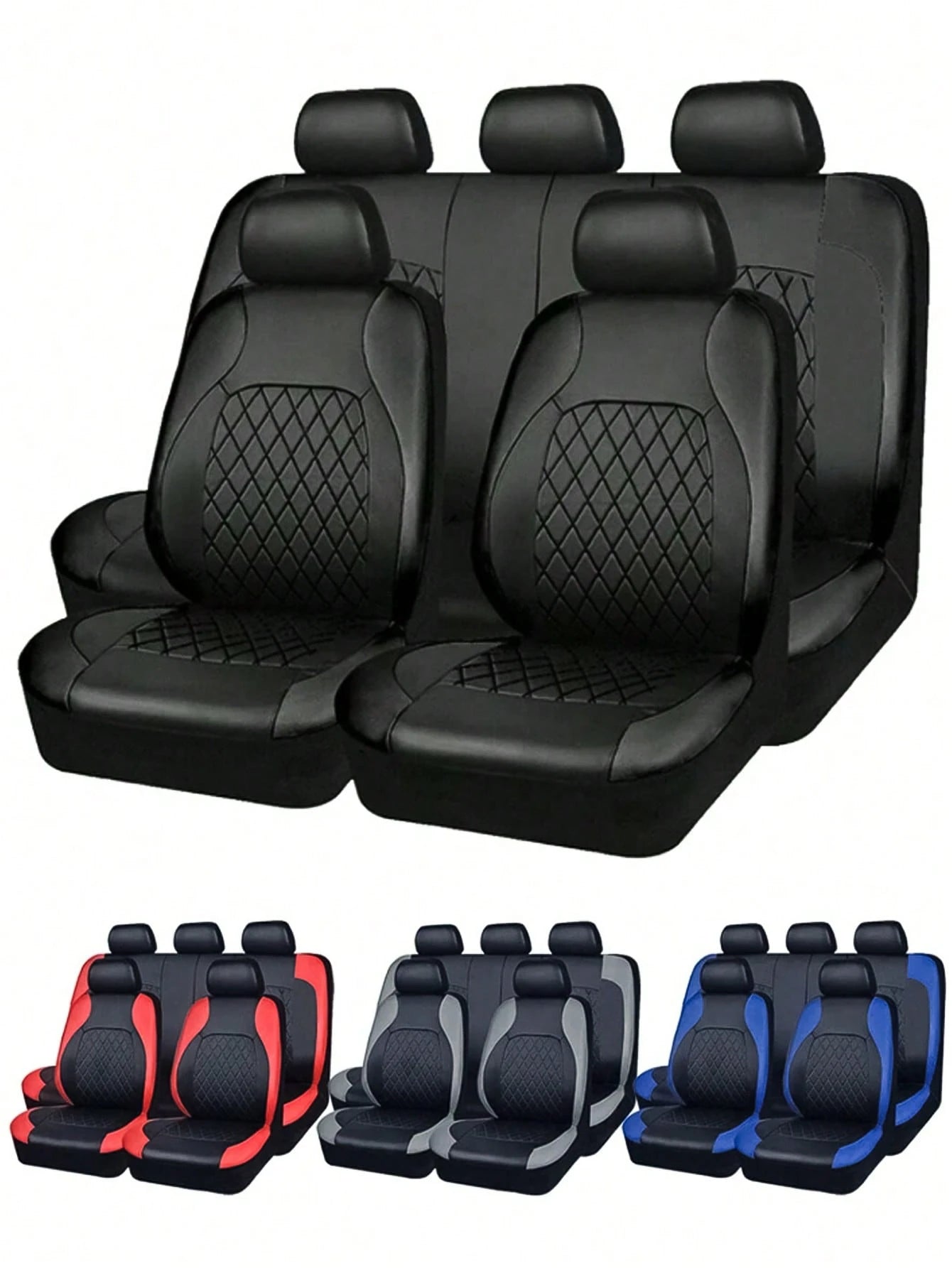 9PCS Universal Fit Car Seat Cover, Car Seat Cover Full Sets, Diamond Leather Bling Car Seat Covers Full Set,Universal Fit Automotive Glitter Crystal Sparkle Strip For Cute Women Girly,Universal Cloth