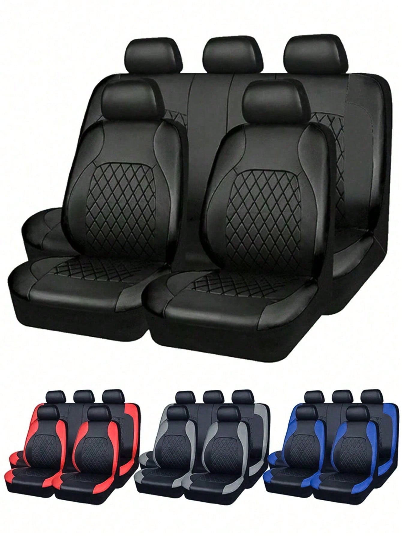 9PCS Universal Fit Car Seat Cover, Car Seat Cover Full Sets, Diamond Leather Bling Car Seat Covers Full Set,Universal Fit Automotive Glitter Crystal Sparkle Strip For Cute Women Girly,Universal Cloth