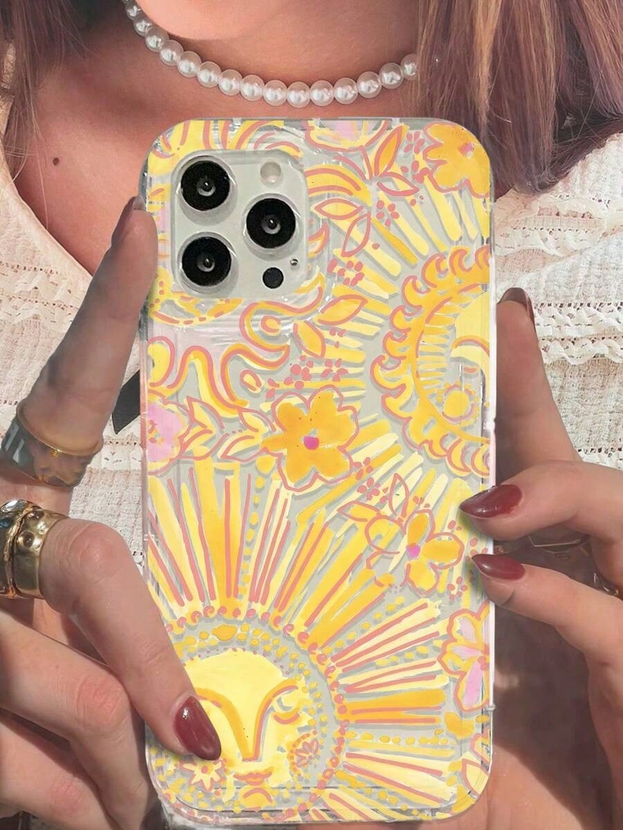 Abstract Sun Heart Liquid Silicone Mobile Phone Case Full-Body Protection Shockproof Anti-Fall TPU Soft Rubber CaseFOR-YOUR-BELOVED-PHONEFashionable