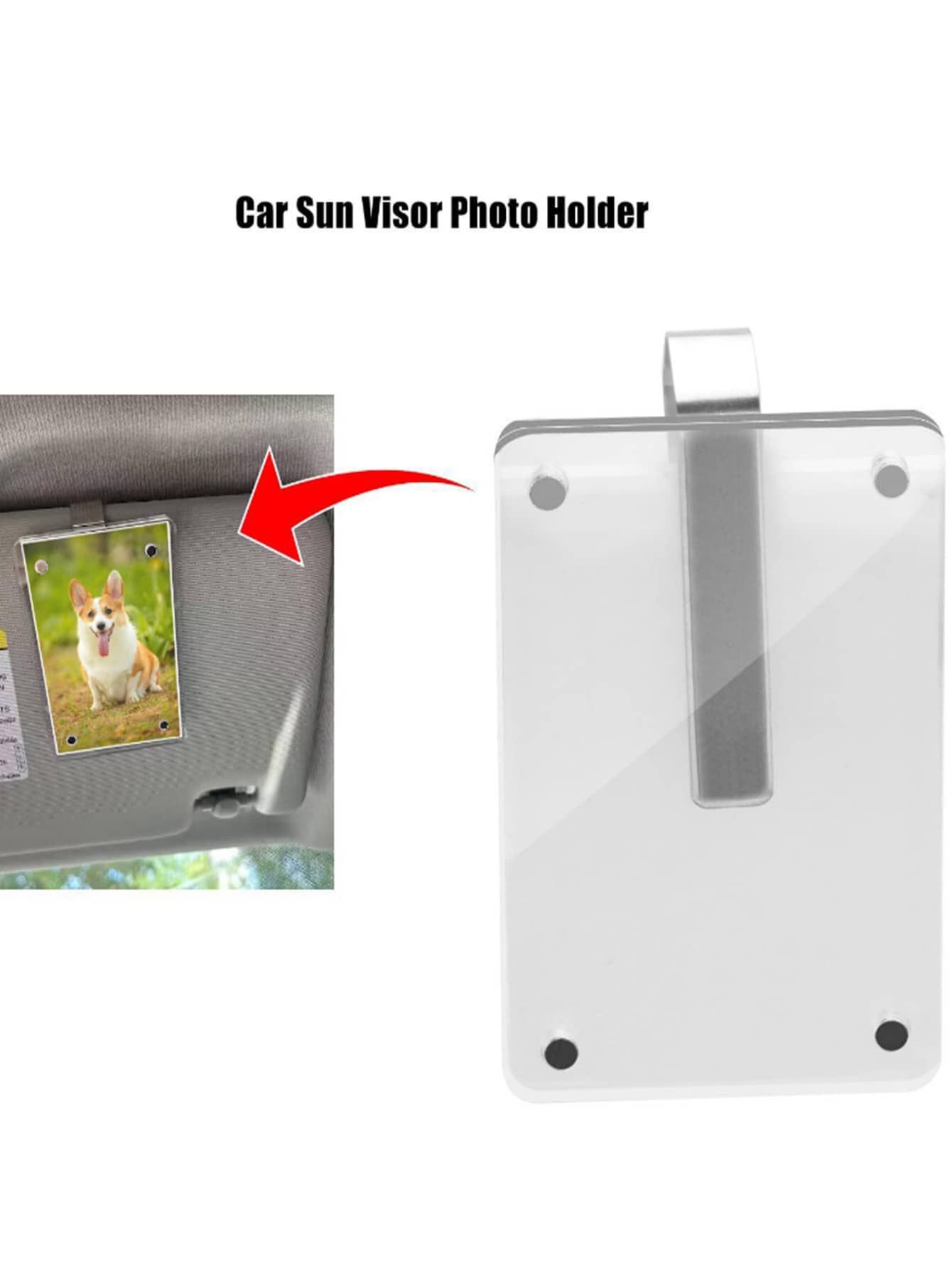 Acrylic Car Sun Visor Photo Frame Clip, Transparent Magnetic 3-Inch Photo/Picture Holder, 6*9CM Refrigerator Magnet