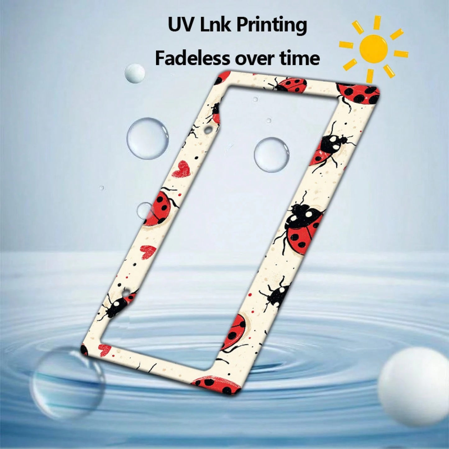 [Activate] 2D Plane 1. 12.2inch X 6.3inch Creative License Plate Frame| Red And Black Ladybug Pattern Design, Universal Material, Stylish Car Decoration, An Ideal Choice For Car Enthusiasts, Includes